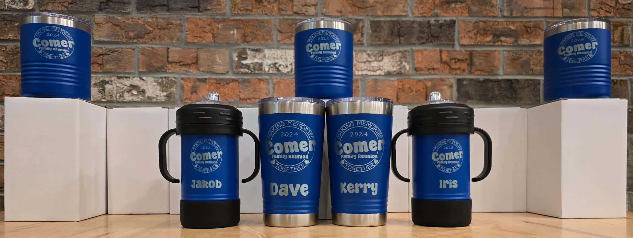 Black and Blue Water Cups Engraved