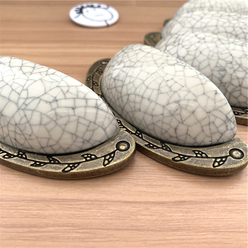 LCH Semicircular 39mm*106mm Crackle Shell Idyllic Ceramic Knobs Children Cabinet Knob Drawer Knob Cupboard Knobs|Cabinet Pulls|   - AliExpress