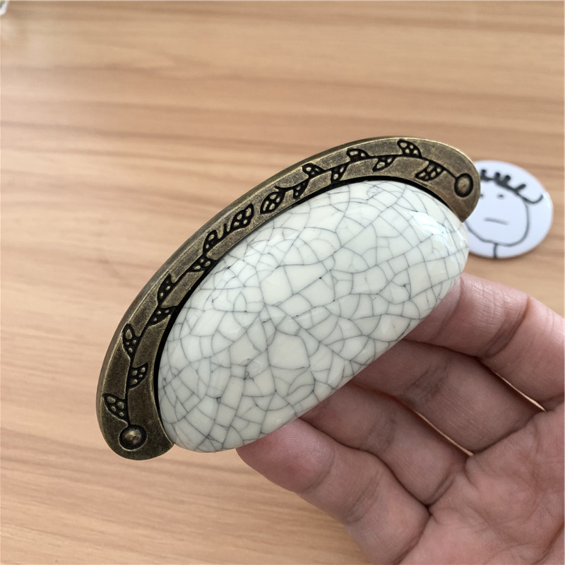 LCH Semicircular 39mm*106mm Crackle Shell Idyllic Ceramic Knobs Children Cabinet Knob Drawer Knob Cupboard Knobs|Cabinet Pulls|   - AliExpress