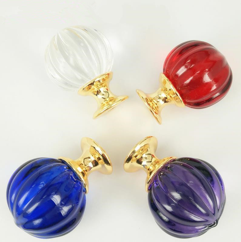 LCH  30MM Colored irregular Purple Red Crystal Pumpkin Knob Cabinet handle Dresser Cupboard Door Pulls Round Knob|Cabinet Pulls|   - AliExpress