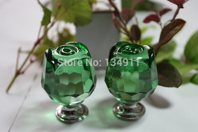 2pcs 30mm Green Rose Flower Glass Furniture Handles Knob Pulls Bulk Price [CrystalHandle-92|]