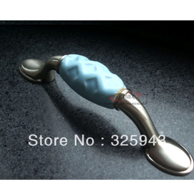 Ceramic Lovely Cute Cabinet Dresser Drawer Handle Bar Blue Shell Wave 76mm Hole Spacing [Ceramic pull-189|]