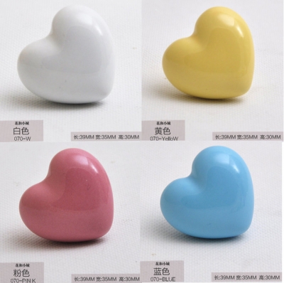 Free Shipping 4colors heart series Ceramic knob for kids bedroom drawer pull handles 10pcs [KidsHandles-582|]