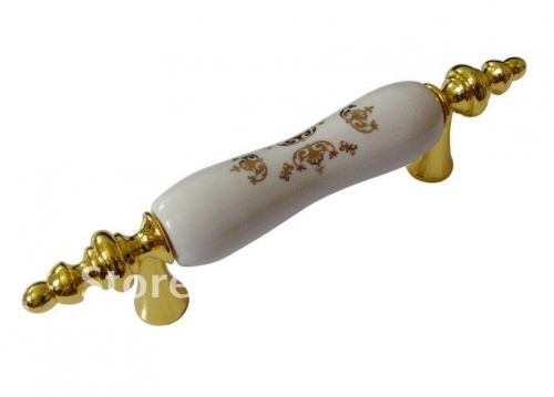 Gold zinc alloy ceramic door handle/ knobs Furniture Hardware accesories 10pc per lot Wholesale & retail Shipping discount
