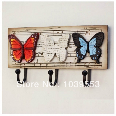 Music Butterfly Modern Home Decoration Creative Coat Hooks Wall [DecorativeCollections-108|]
