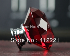 NEW - 10 X 40mm red Crystal diamond Cabinet Knob In Chrome Drawer Pull Handle Kitchen Door Wardrobe Hardware
