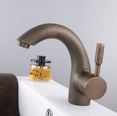 Wholesale And Retail Promotion Antique Brass Deck Mounted Bathroom Sink Vessel Faucet Single Handle Mixer tap [Antique Brass Faucet-356|]