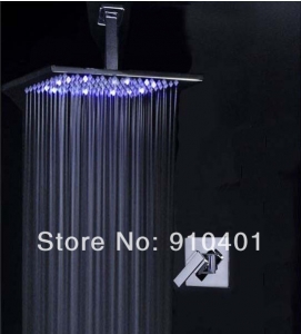 Wholesale And Retail Promotion Chrome Celling Mounted LED Bathroom Rain Shower Faucet Set Single Handle Valve
