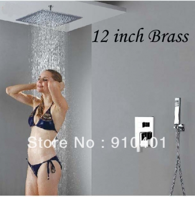 Wholesale And Retail Promotion Luxury Celling Mounted 12" Rain Shower Head Shower Valve Hand Shower Mixer Tap [Chrome Shower-1981|]