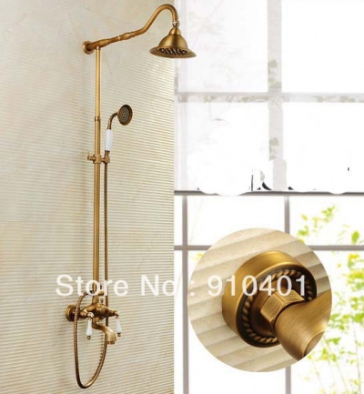 Wholesale And Retail Promotion Luxury Wall Mounted Antique Brass Bathroom Shower Faucet Set Tub Mixer 2 Handles [Antique Brass Shower-546|]