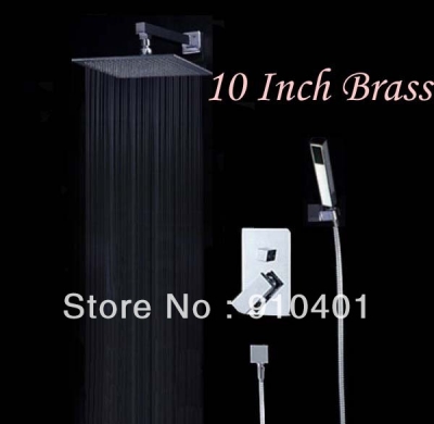Wholesale And Retail Promotion Modern Square 10" Rain Shower Faucet Set Wall Mounted Shower Head + Hand Shower [Chrome Shower-2368|]