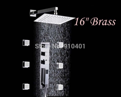 wholesale and retail Promotion Wall Mounted 16" Rain Shower Faucet Thermostatic Shower W/ Hand Shower Mixer Tap [Chrome Shower-2092|]