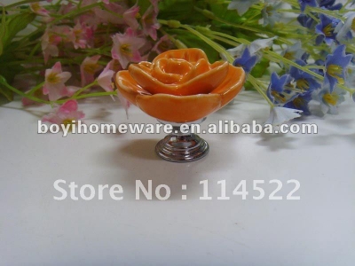 zinc alloy ceramic pink rose knobs wholesale and retail shipping discount 200pcs/lot MG-12