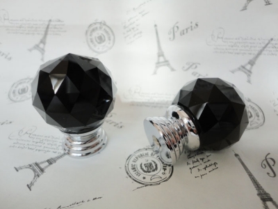 30Pcs Design Fashion K9 Black Crystal Glass Chrome Cabinet Knobs Door Drawer Handle New (Diameter: 30MM Color:Black) [K9CrystalCabinetHandleAndKnobs-296|]