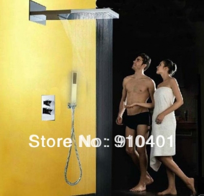 Wholesale And Retail Promotion Modern Luxury 22" Rainfall Waterfall Chrome Brass Thermostatic Shower Mixer Tap [Chrome Shower-2365|]