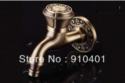 Wholesale And Retail Promotion NEW Flower Carved Antique Brass Washing Mashine Faucet Single Handle Mixer Tap [Washing Machine Faucet-5261|]
