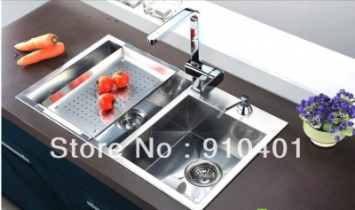 Wholesale And Retail Promotion NEW Square Chrome Swivel Spray Spout Kitchen Sink Faucet Mixer Tap Single Lever [Chrome Faucet-984|]