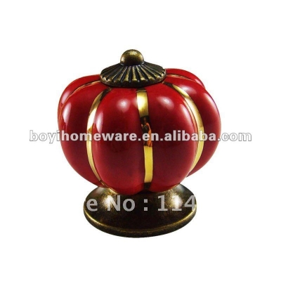 new cabinet red ceramic door Pumpkin shape kitchen Christmas style drawer handle and knob NG R88-AB [SingleHoleKnobs-516|]