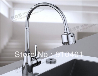 Wholesale And Retail Promotion NEW Chrome Brass Kitchen Faucet Single Handle Vessel Sink Mixer Tap Dual Sprayer [Chrome Faucet-1000|]