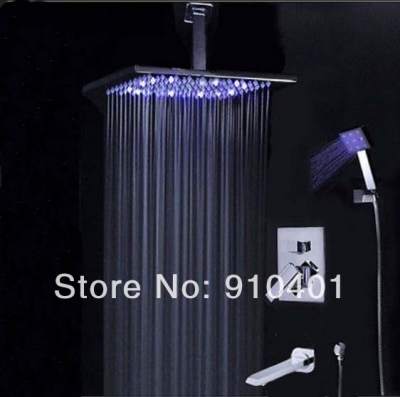 Wholesale And Retail Promotion NEW Luxury 3 Ways 12" LED Rain Shower Faucet Bathtub Mixer Tap Hand Shower Unit [LED Shower-3471|]