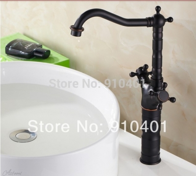 Wholesale And Retail Promotion NEW Oil Rubbed Bronze Bathroom Swivel Spout Dual Handles Vanity Sink Mixer Tap