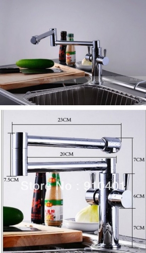 Wholesale And Retail Promotion Polished Chrome Foldable Kitchen Centerest Sink Faucet Dual Handle Mixer Tap