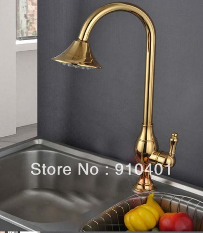 Wholesale And Retail Promotion Polished Golden Finish Solid Brass Bathroom Basin Faucet Rond Sprayer Mixer Tap [Golden Faucet-2850|]