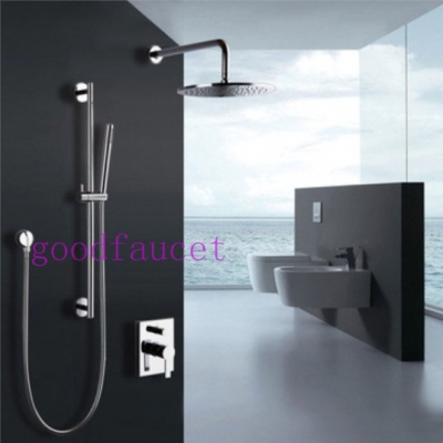 Wholesale And Retail Promotion Wall Mounted Bathroom Rain Shower Faucet Hand Shower Mixer Tap Set W/ Slide Bar [Chrome Shower-2006|]