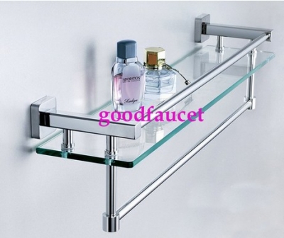 wholesale and retail NEW Chrome Bathroom Shelves Shower Caddy Cosmetic Glass Shelf + Brass Base Storage Holders [Storage Holders & Racks-4534|]