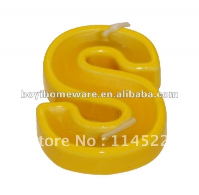 Ceramic letter & number colored candle holders with wax yellow letter S candle wholesale and retail 500pcs/lot shipping discount [Candleholders-127|]