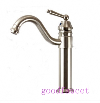 Wholesale And Retail Brushed Nickel Bathroom Basin Faucet Brass Vanity Sink Mixer Tap Swivel Spout Single Handle [Brushed Nickel Faucet-798|]