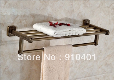 Wholesale And Retail Promotion Bathroom Antique Brass Wall Mounted Towel Rack Holder With Towel Bar Wall Mount [Towel bar ring shelf-4746|]