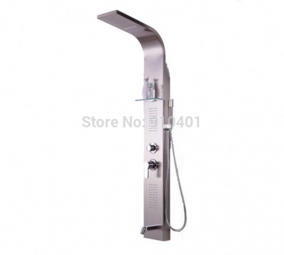 Wholesale And Retail Promotion Brushed Nickel Shower Panel Shower Column Waterfall 100 Massage jets Tub Faucet [Golden Shower-2927|]