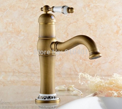 Wholesale And Retail Promotion Ceramic Style Antique Brass Bathroom Basin Faucet Single Handle Sink Mixer Tap [Antique Brass Faucet-323|]