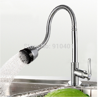 Wholesale And Retail Promotion Deck Mounted Chrome Brass Kitchen Faucet Single Handle Vessel Sink Faucet Tap [Chrome Faucet-1060|]