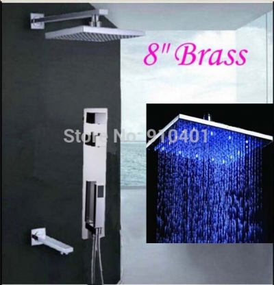 Wholesale And Retail Promotion LED Color Changing Shower Head Thermostatic Mixer Tap Tub Spout W/ Hand Shower [LED Shower-3494|]