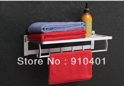 Wholesale And Retail Promotion NEW Fashion Hotel Home Foldable Towel Rack Holder Towel Bar W/ Hooks Aluminium [Towel bar ring shelf-4786|]