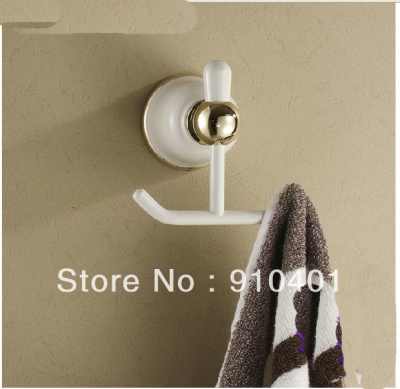Wholesale And Retail Promotion White Painting Bathroom Wall Mount Dual Robe Hooks For Towel Clothes Hat Hanger [Hook & Hangers-3019|]