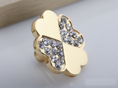 10Pcs K9 Crystal Glass Gold Love Heart Handle Knob Cabinet Door New (Diameter: 35MM) [K9CrystalCabinetHandleAndKnobs-265|]