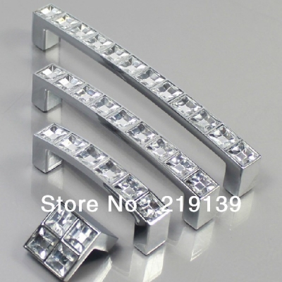 64mm Clear Crystal Zinc Alloy Cabinet Door Knobs And Handles Drawer Morden Kitchen Pulls Bar [CrystalPull-57|]