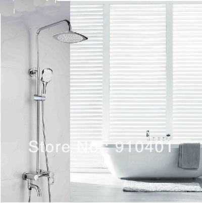 Wholeale And Retail Promotion NEW Luxury 8" Rain Shower Bathtub Faucet With Handle Shower Chrome Shower Column [Chrome Shower-1897|]