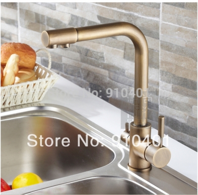Wholesale And Retail Promotion Antique Brass Kitchen Sink Faucet Water Purification Filter Swivel Spout Mixer [Antique Brass Faucet-414|]
