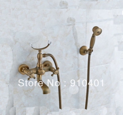 Wholesale And Retail Promotion Luxury Wall Mounted Antique Brass Bathroom Shower Faucet Tub Shower Mixer Tap [Wall Mounted Faucet-5155|]