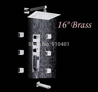 wholesale and retail Promotion Luxury 16" Square Rain Shower Head 40cm Thermostatic Valve Mixer Tap Tub Spout [Chrome Shower-2096|]