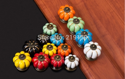 40mm Colorful Pumpkin Cabinet Ceramic Dresser Knobs And Handles Drawer Pulls Kitchen Furniture Door Hardware Puxadores Ceramica [Ceramicpull-38|]