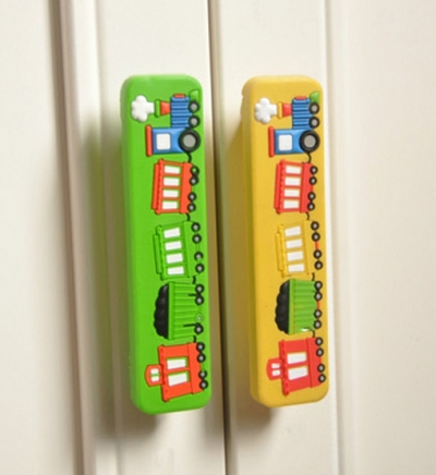 96mm Cartoon Children's Cabinet Knob Kid's Boys Girls Cupboard Handles Closet Drawer Pulls Knobs Soft Gum Train HF002 [CabinetHandle-53|]