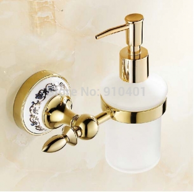 Wholesale And Retail Promotion Modern Wall Mounted Bathroom Kitchen Golden Soap Dispenser Flower Shampoo Bottle [Soap Dispenser Soap Dish-4226|]