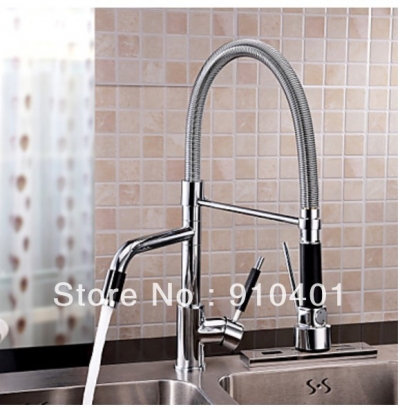 Wholesale And Retail Promotion Swivel Spout Chrome Brass Kitchen Faucet Dual Spouts Sink Mixer Tap One Handle [Chrome Faucet-874|]