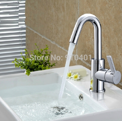 Wholesale And Retail Promotion Swivel Spout Round Style Kitchen Faucet Deck Mounted Sink Mixer Tap Single Lever [Chrome Faucet-1057|]