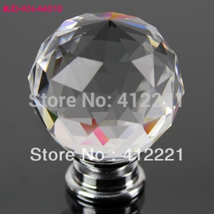 DHL to Canada 25pcs/lot 40 mm crystal glass triangle cut faces clear white ball knobs for furniture wardrobe cupboard armoire